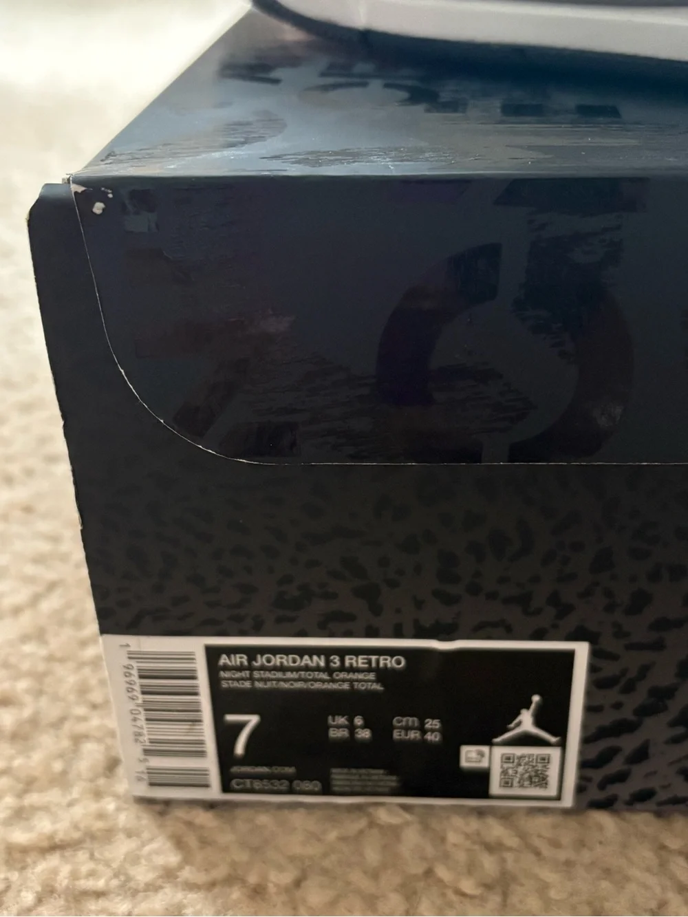 Jordan Men's Black Sneakers with Orange Detailing